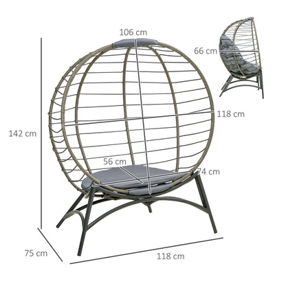 Ranido Grey Rattan Freestanding Folding Egg Chair With Bottle Holder