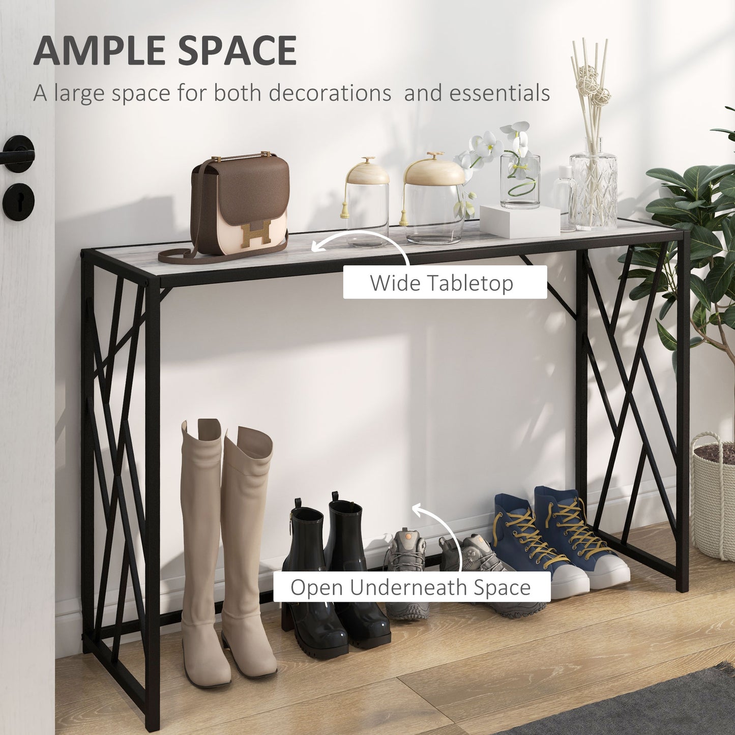 Toli 120cm Metal And Wooden Grey Industrial Console Table