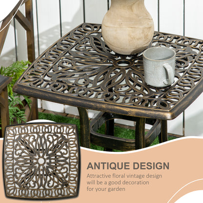 Mave Cast Aluminium Bronze Patio Coffee Table With Central Umbrella Hole