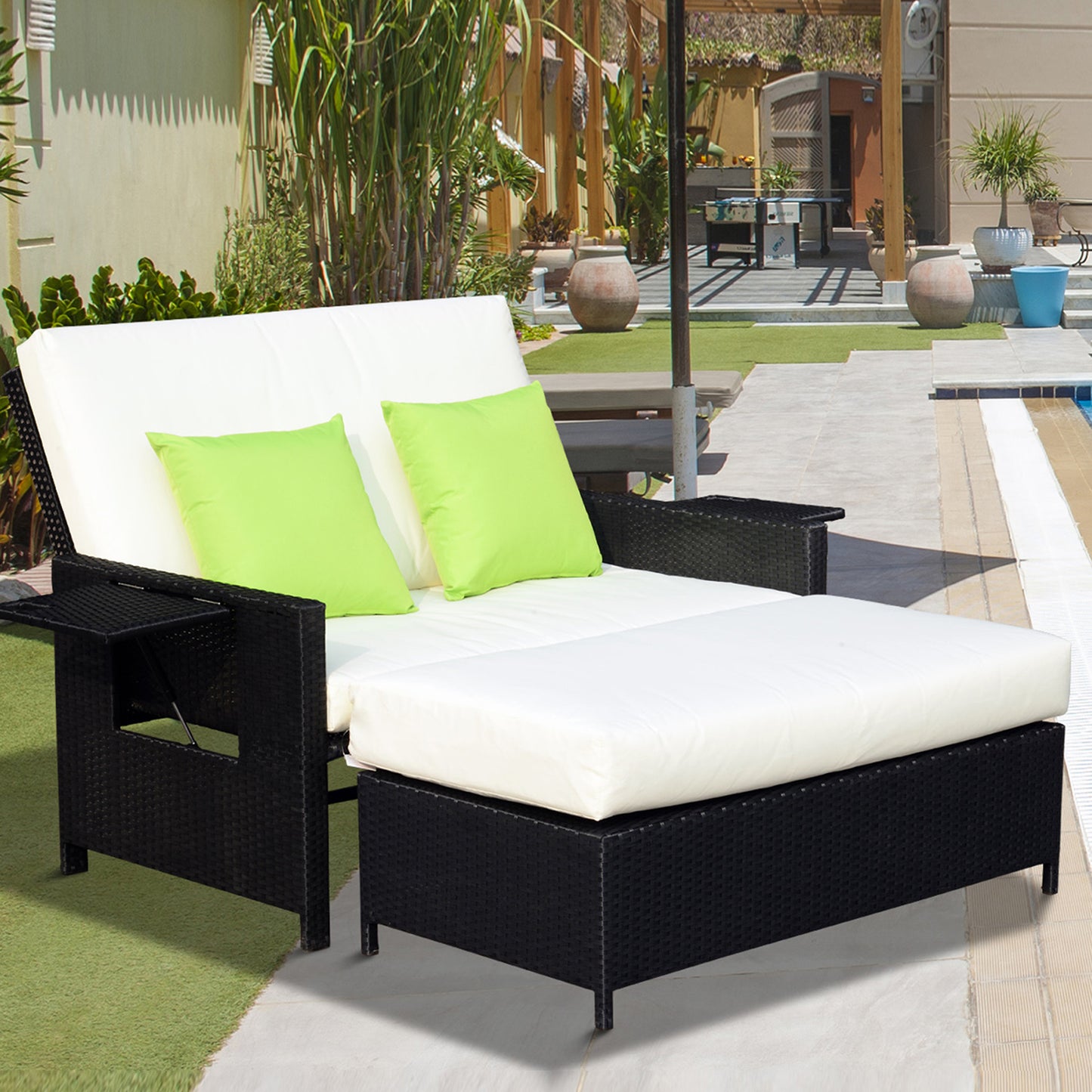 Tana Rattan Black 2 Seater Sofa Chair Bed