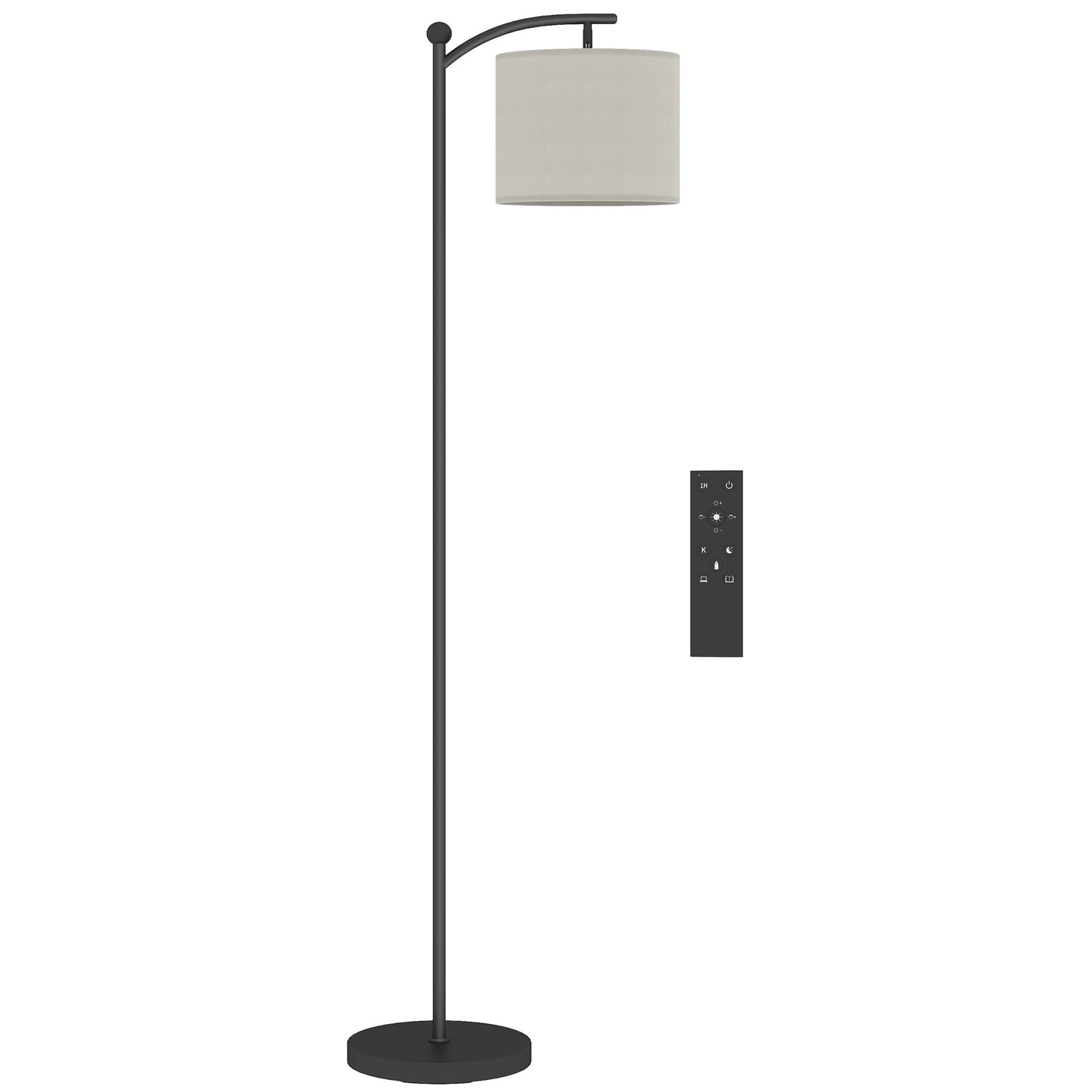 Mota Nelo Metal Black LED Floor Lamp With Remote Control And Slim Modern Profile
