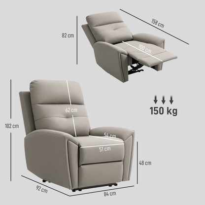 Flint Microfibre Grey Manual Recliner Armchair With Adjustable Leg Rest