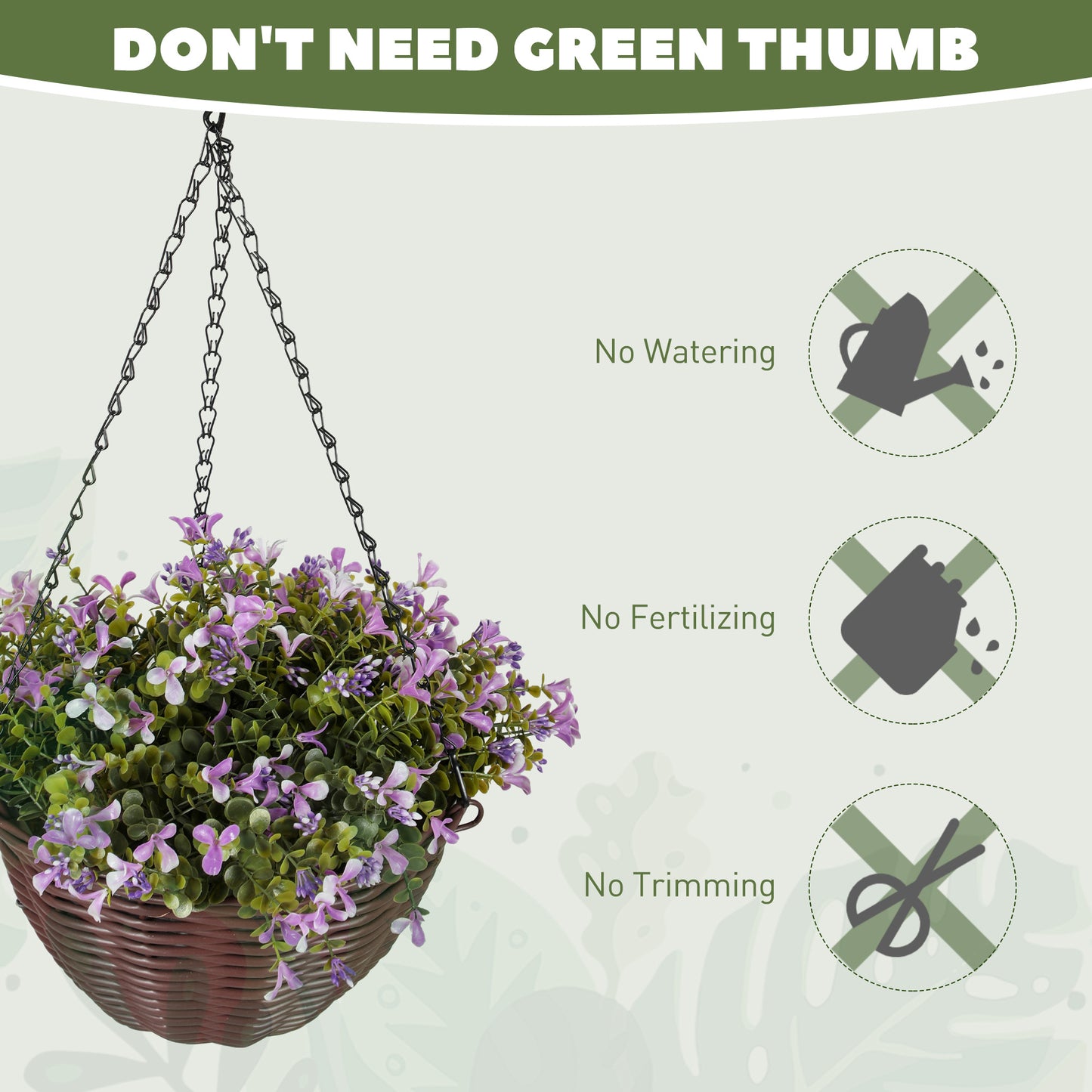 Fito Set Of 2 Hanging Artificial Flower Baskets With Mixed Leaves And Blooms For Indoor Display