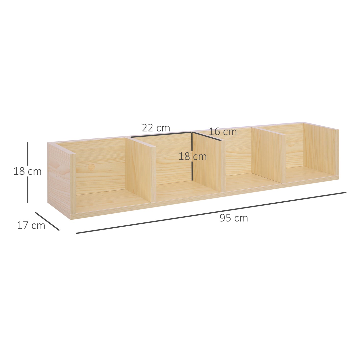 Zika Coke Wood Natural Finish Set Of 2 Wall Mounted Media Storage Racks With Cube Shelves