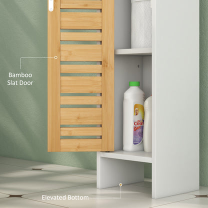 Nohaba White Bathroom Storage Cabinet With Integrated Toilet Roll Holder