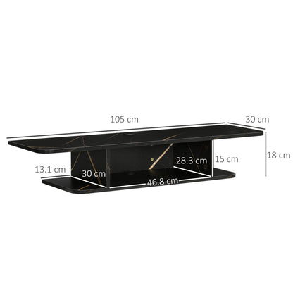 Dibasa Mizi Wooden Black Floating TV Unit With OFauxn Shelves For Screens Up To 40 Inches
