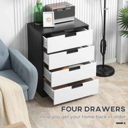 Coraniva White And Black Bedroom Furniture Set With Wardrobe Chest Of Drawers And 2 Bedside Tables