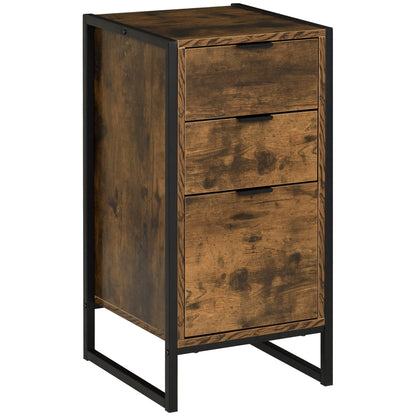 Miri Black Metal And Wooden Rustic Brown Industrial 3 Drawer Chest