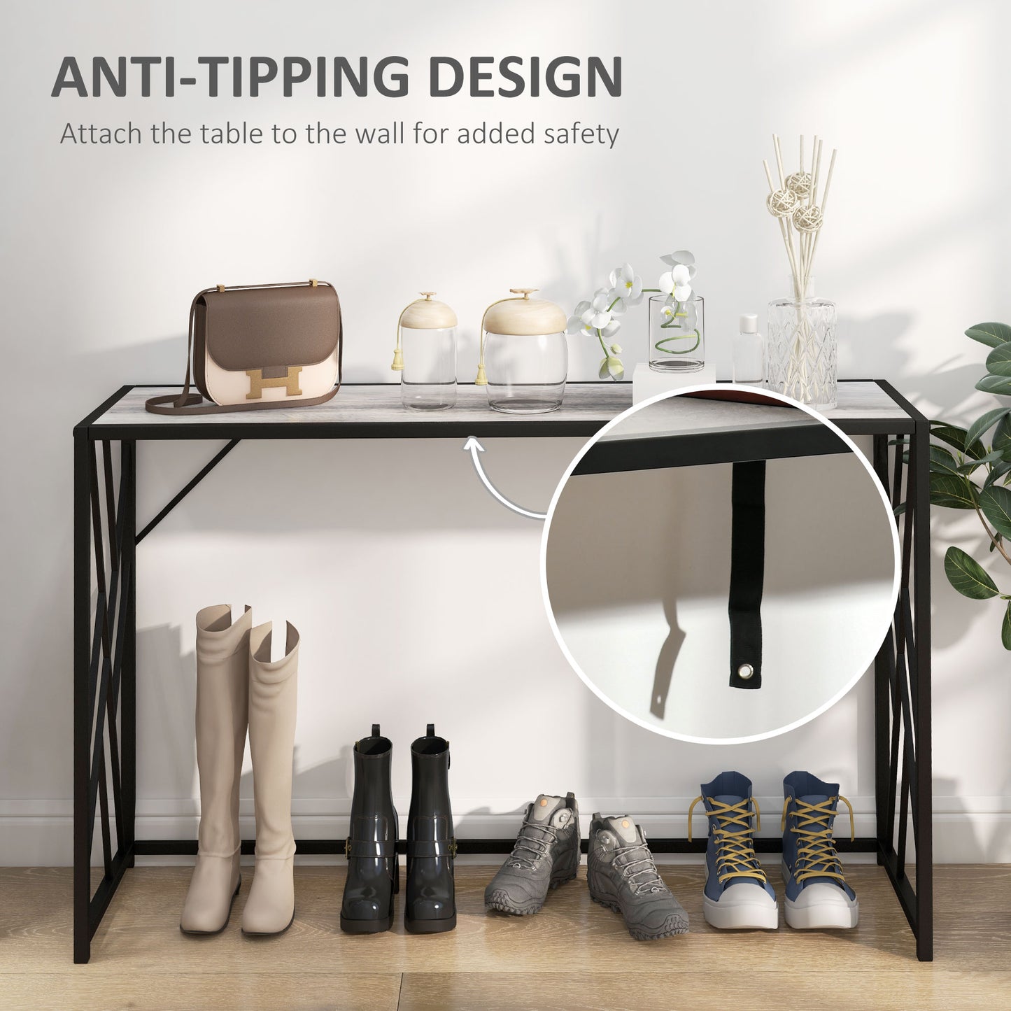Toli 120cm Metal And Wooden Grey Industrial Console Table