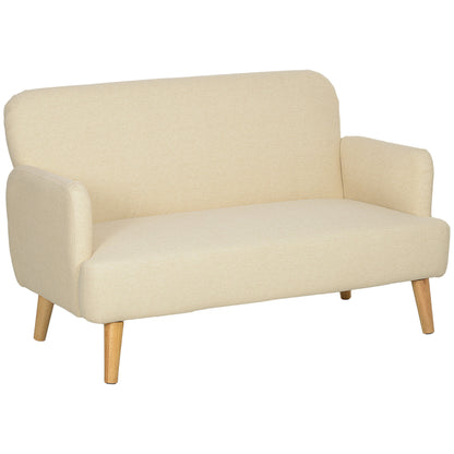 Zipato Velvet Cream Compact 2 Seater Sofa With Extra Thick Padding And Wooden Legs