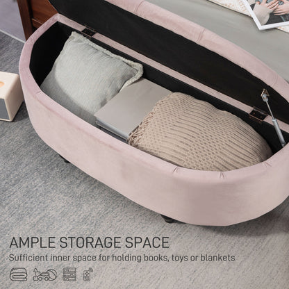 Rafili Velvet Pink Semi Circle Storage Bench With Tufted Seat
