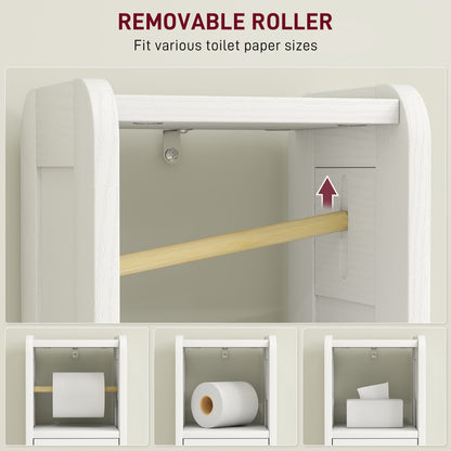 Luluno Compact Bathroom Storage Cabinet With Toilet Roll Holder White