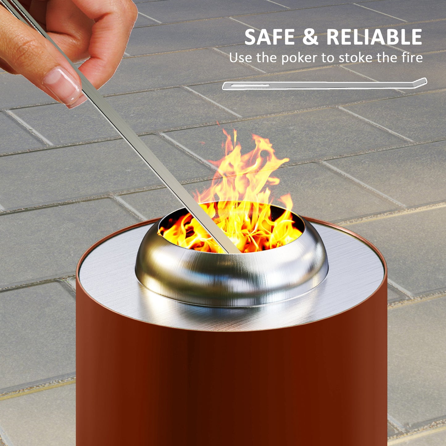 Balatti Small Stainless Steel Terracotta Tabletop Smokeless Fire Pit
