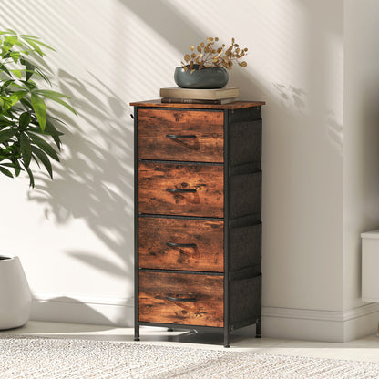 Balo Fabric And Metal Rustic Brown 4 Drawer Storage Chest