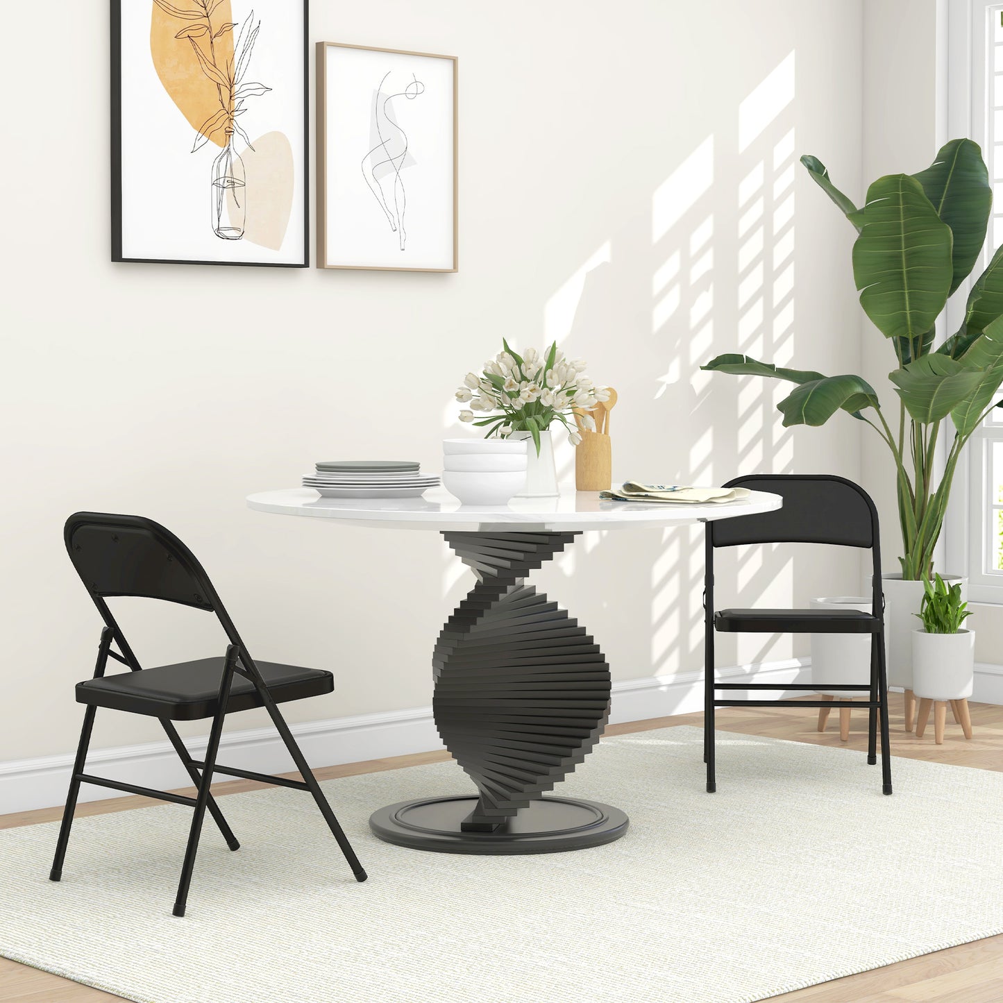Dihaka Metal And Fabric Black Cushioned Folding Chairs Set Of 2