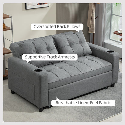 Rireel Diha Dark Grey Upholstered 2 Seater Pull Out Sofa Bed