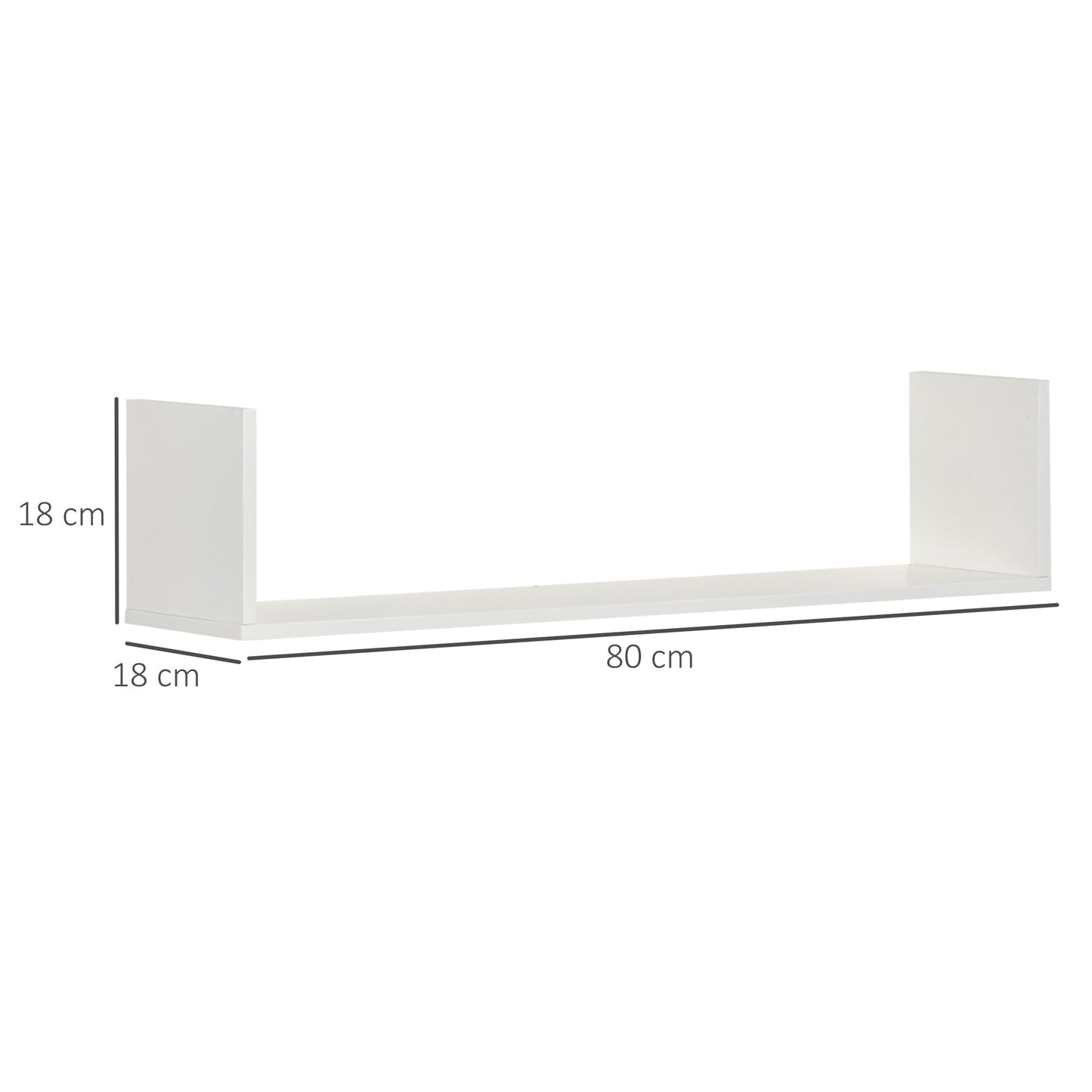 Yosa Toli Wood White Set Of 3 U ShaFauxd Floating Shelves 80 cm Wall Mounted