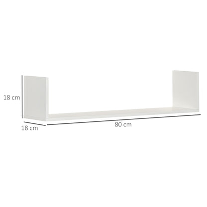 Yosa Toli Wood White Set Of 3 U ShaFauxd Floating Shelves 80 cm Wall Mounted