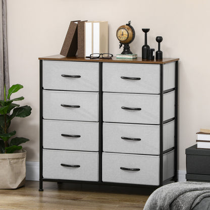 Norole Metal And Fabric Grey 8 Drawer Industrial Storage Chest With Steel Frame