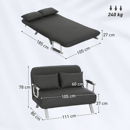 Fiyo Fabric Dark Grey 2 Seater Click Clack Sofa Bed