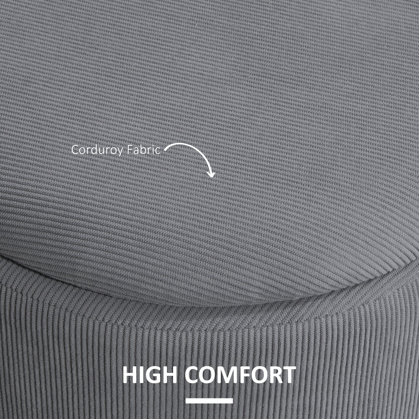 Seleco Set Of 2 Corduroy Grey Round Storage Ottomans