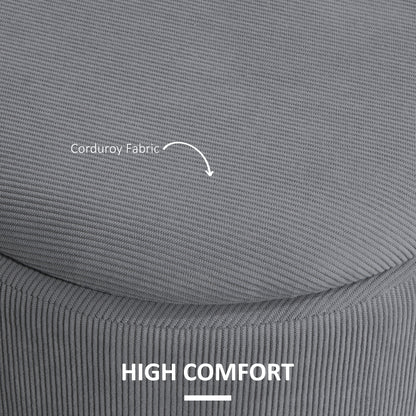 Seleco Set Of 2 Corduroy Grey Round Storage Ottomans