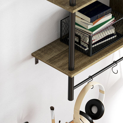 Doso Yoli Wood Effect Grey 3 Tier Floating Wall Shelves