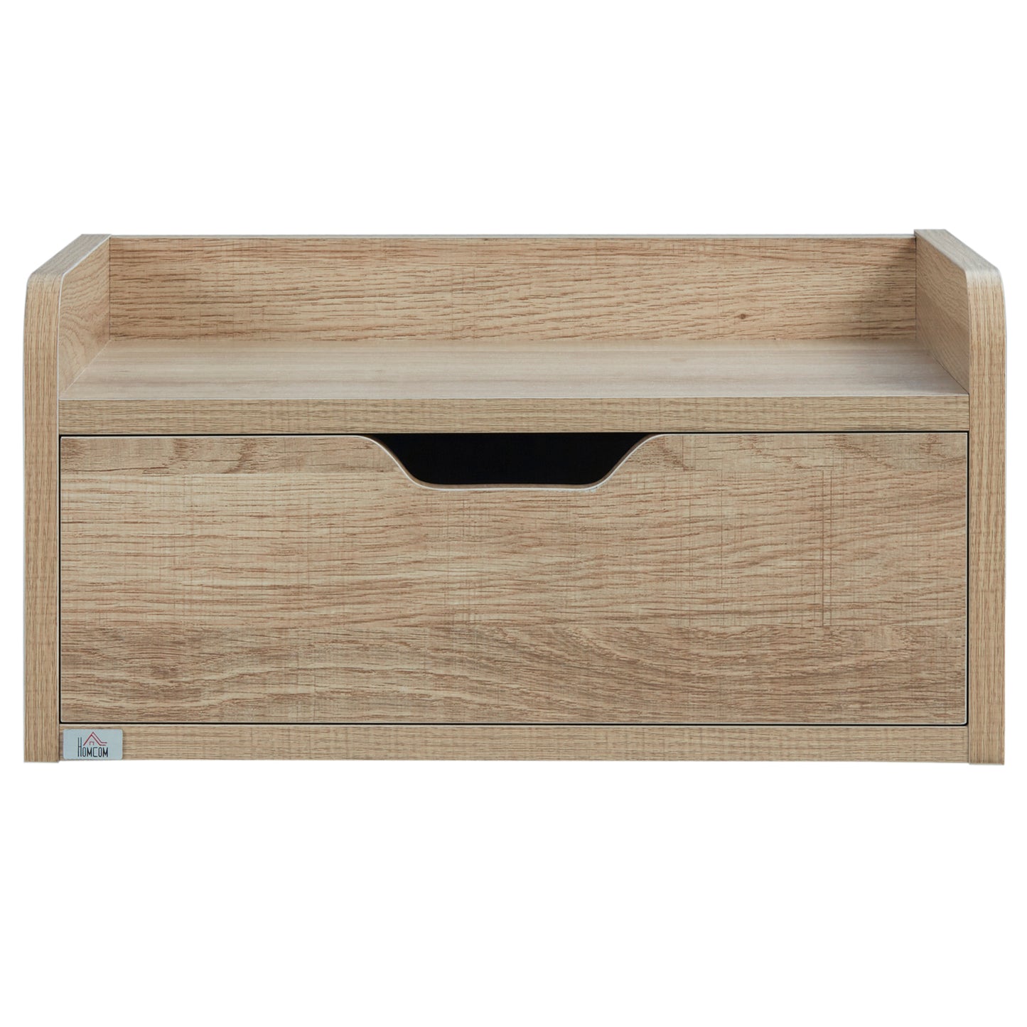 Tacoso Set of 2 Natural Wood Chevron Floating Nightstands With Drawer Wall Mounted