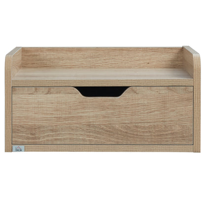 Tacoso Set of 2 Natural Wood Chevron Floating Nightstands With Drawer Wall Mounted
