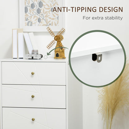 Nebaso Metal And Wood White Tall 4 Drawer Chest With Hairpin Legs