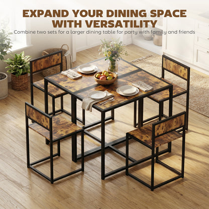 Doel 3 Piece Rustic Brown Wood Effect Table And Stool Set