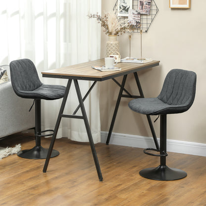 Likaha Fabric Charcoal Grey Linen Look Bar Stools Set Of 2