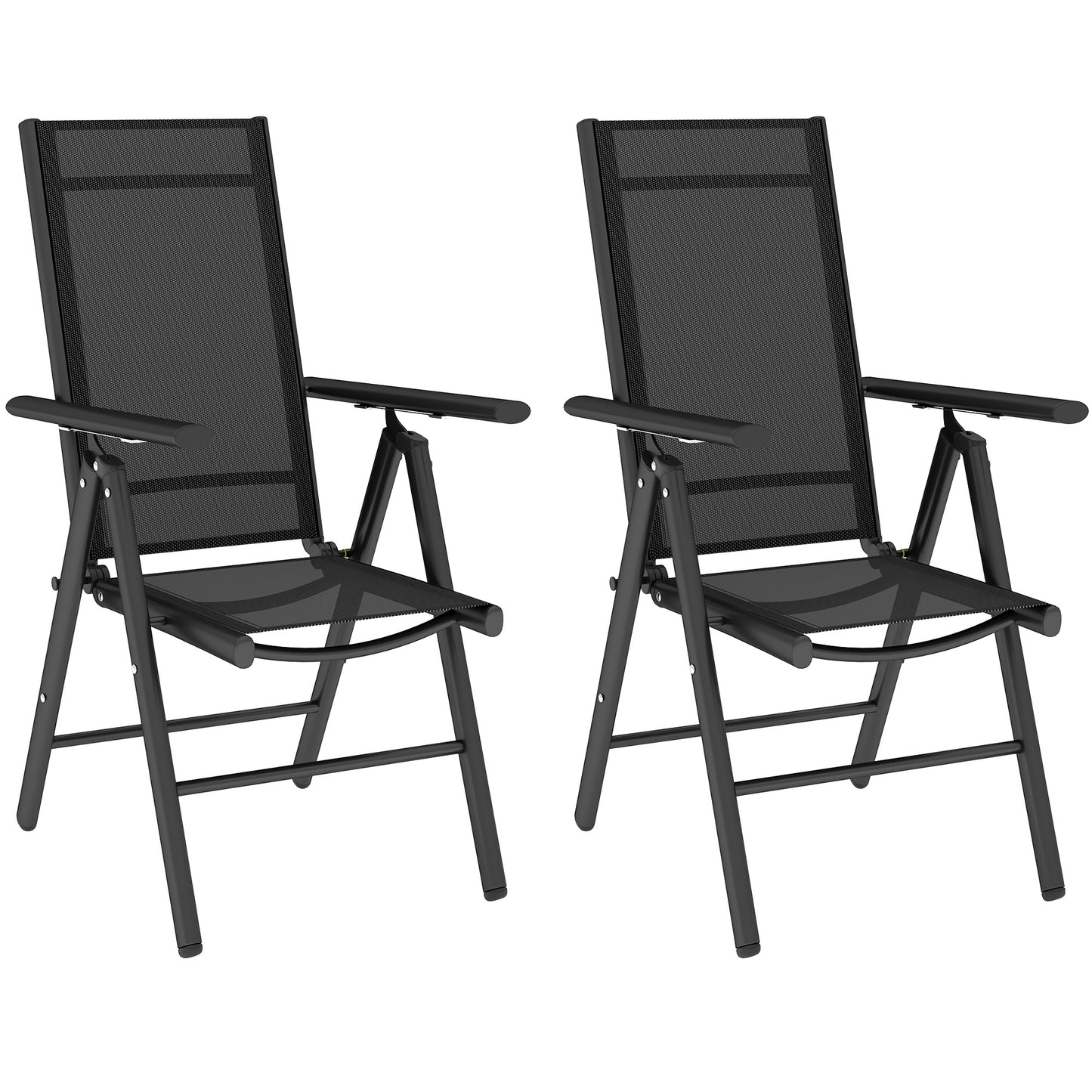 Costare Set Of 2 Aluminium Black Folding Garden Dining Chairs With Breathable Mesh