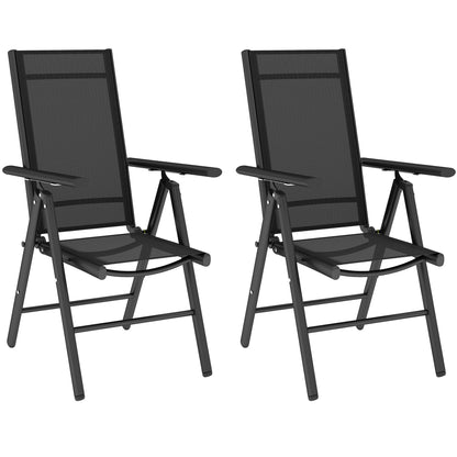 Costare Set Of 2 Aluminium Black Folding Garden Dining Chairs With Breathable Mesh