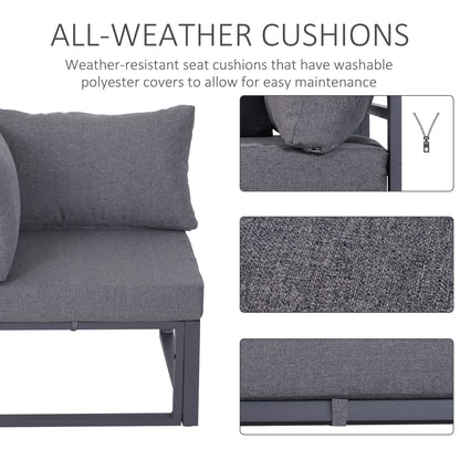 Dokase 5 Seater Grey Outdoor Corner Sofa Set with Coffee Table and Chair Aluminium Framae