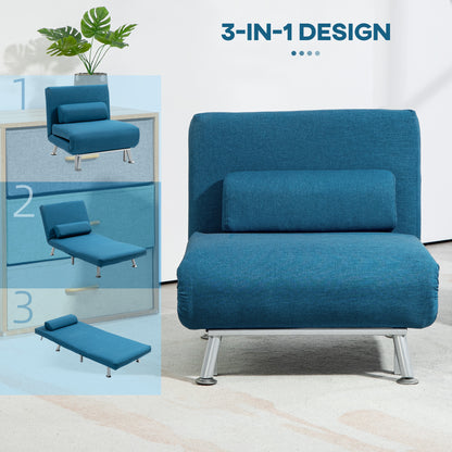 Lavili Keno Linen Look Blue Single Sleeper Chair