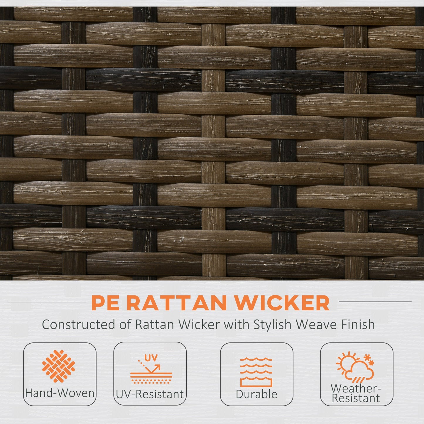 Vemato Rattan Orange And Brown 4 Seater Garden Furniture Set With Storage Table
