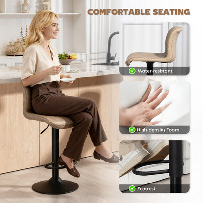 Salile Set Of 2 Light Brown Faux Leather Breakfast Bar Chairs With Backrest