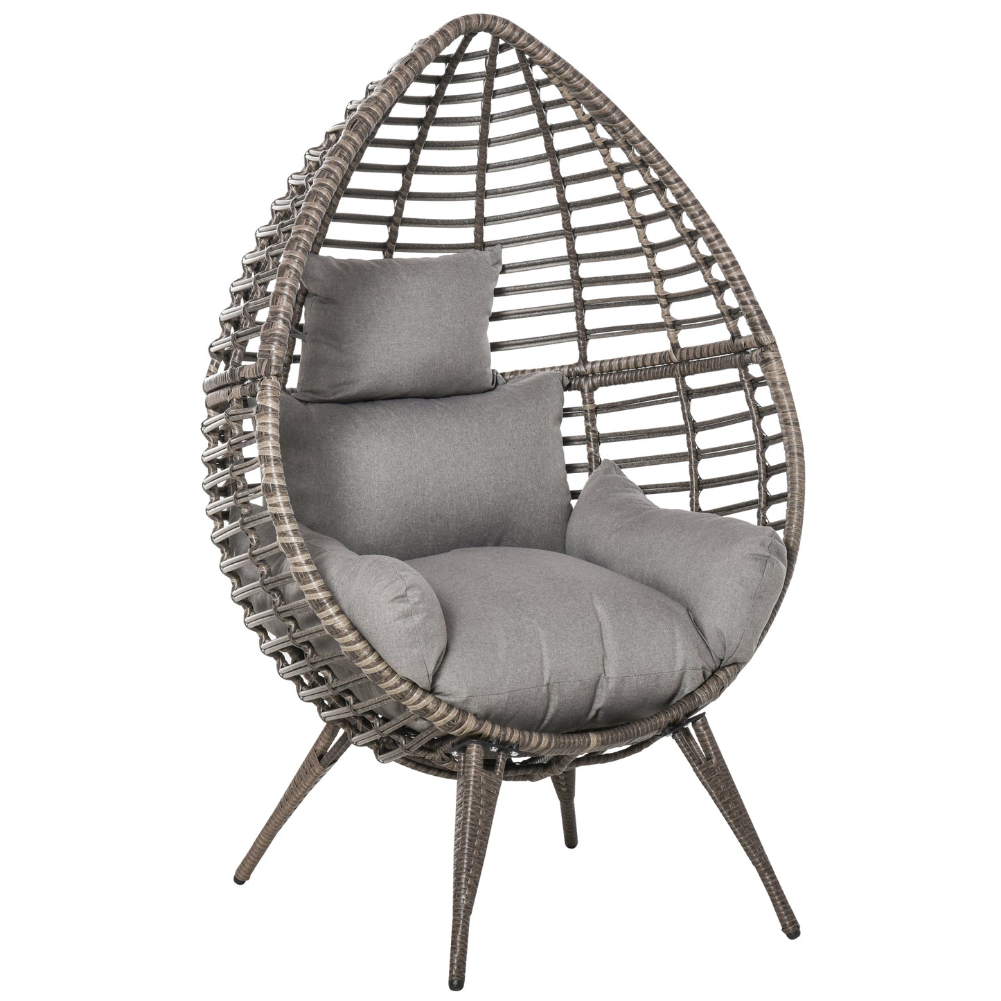 Luyono Rattan Rope Grey Teardrop Outdoor Egg Chair With Cushions