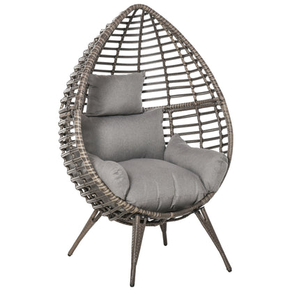 Luyono Rattan Rope Grey Teardrop Outdoor Egg Chair With Cushions