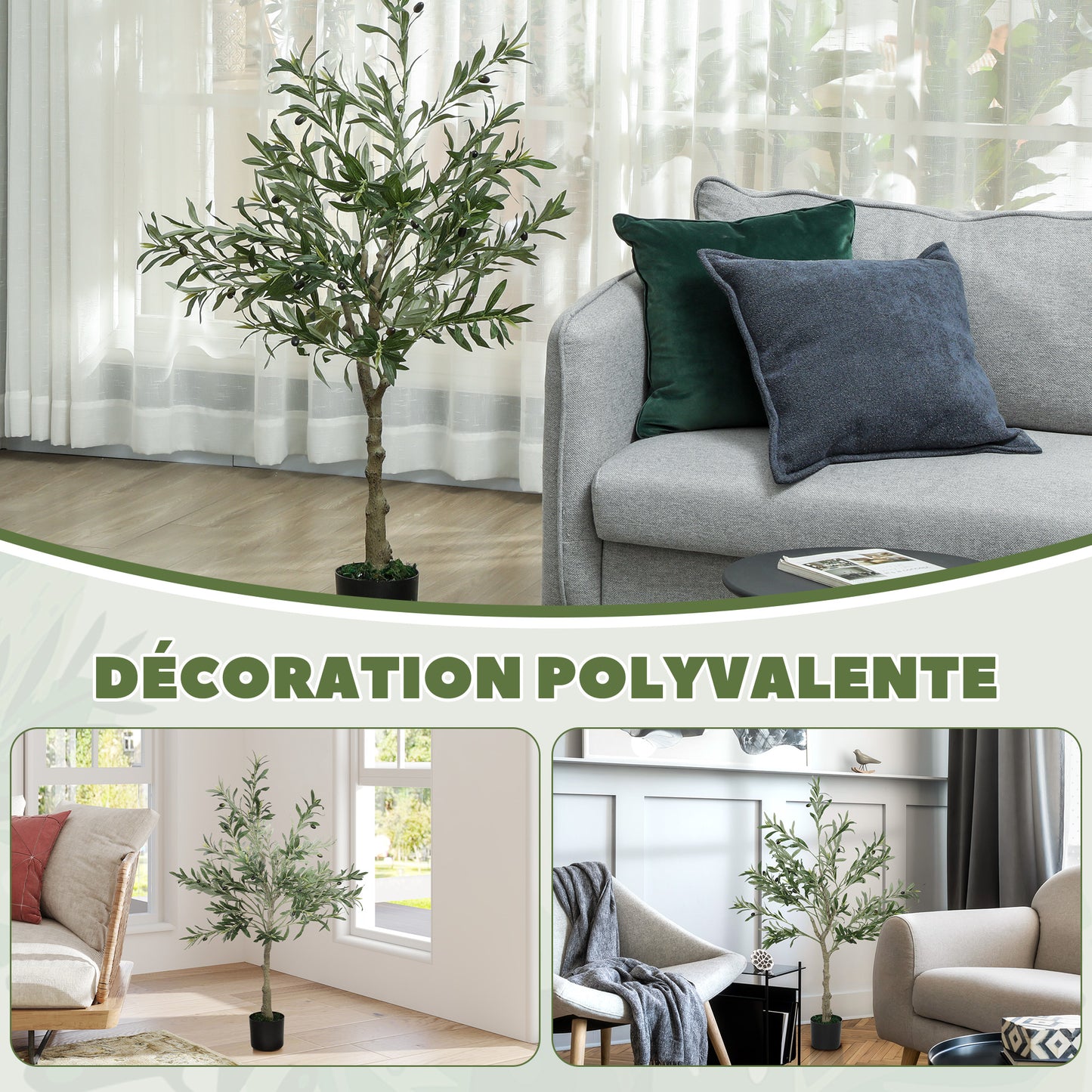 Leloke Artificial Olive Style Tree With Silk Leaf Finish