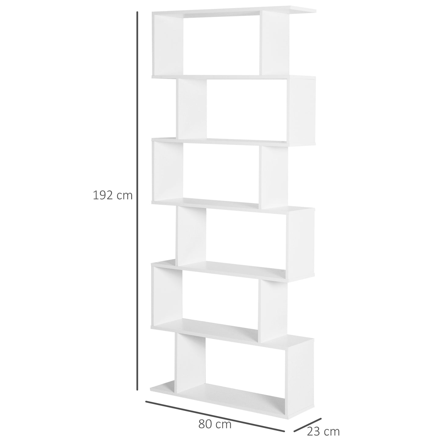 Dotozi Wood White 6 Tier S ShaFauxd Display Bookcase