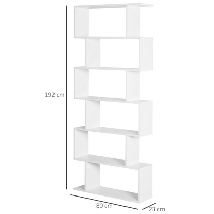Dotozi Wood White 6 Tier S ShaFauxd Display Bookcase