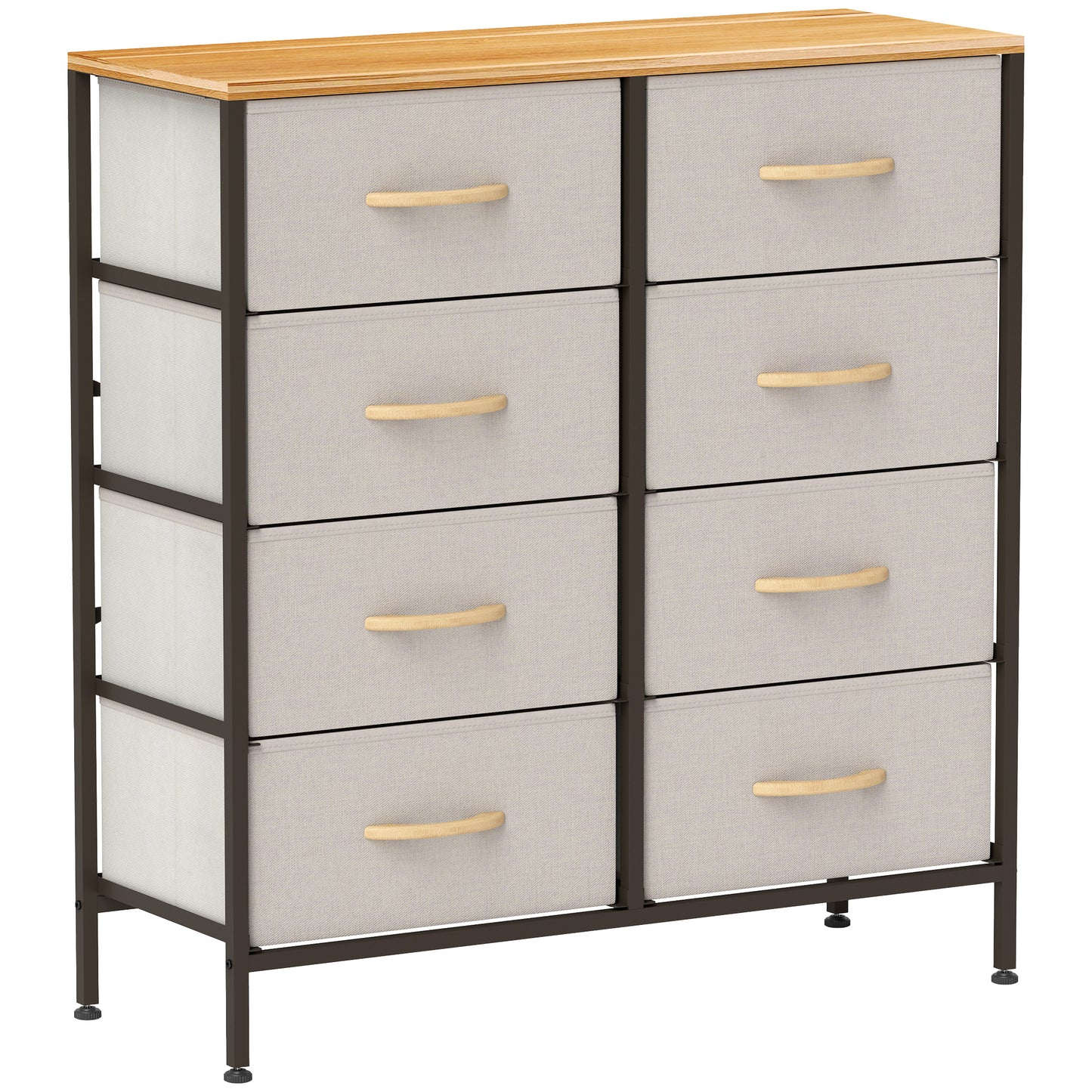 Neyo Metal And Fabric Cream White 8 Drawer Industrial Storage Dresser With Steel Frame
