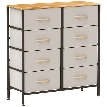 Neyo Metal And Fabric Cream White 8 Drawer Industrial Storage Dresser With Steel Frame