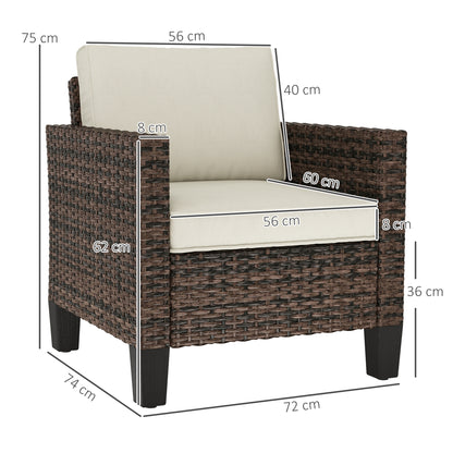 Sune Rattan Brown Single Outdoor Armchair With Cream Cushion