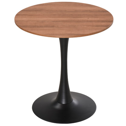 Lihamo Metal Brown Round Dining Table With Slim Base For Kitchen And Dining Spaces