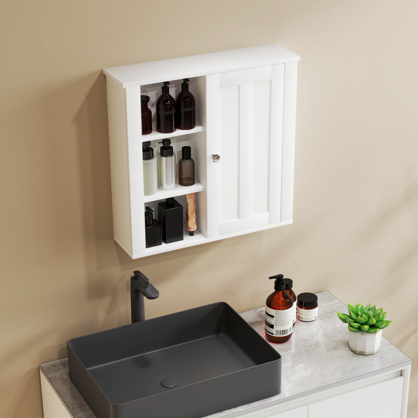 Norayo Minimal White Bathroom Storage Cabinet With Clean Line Design