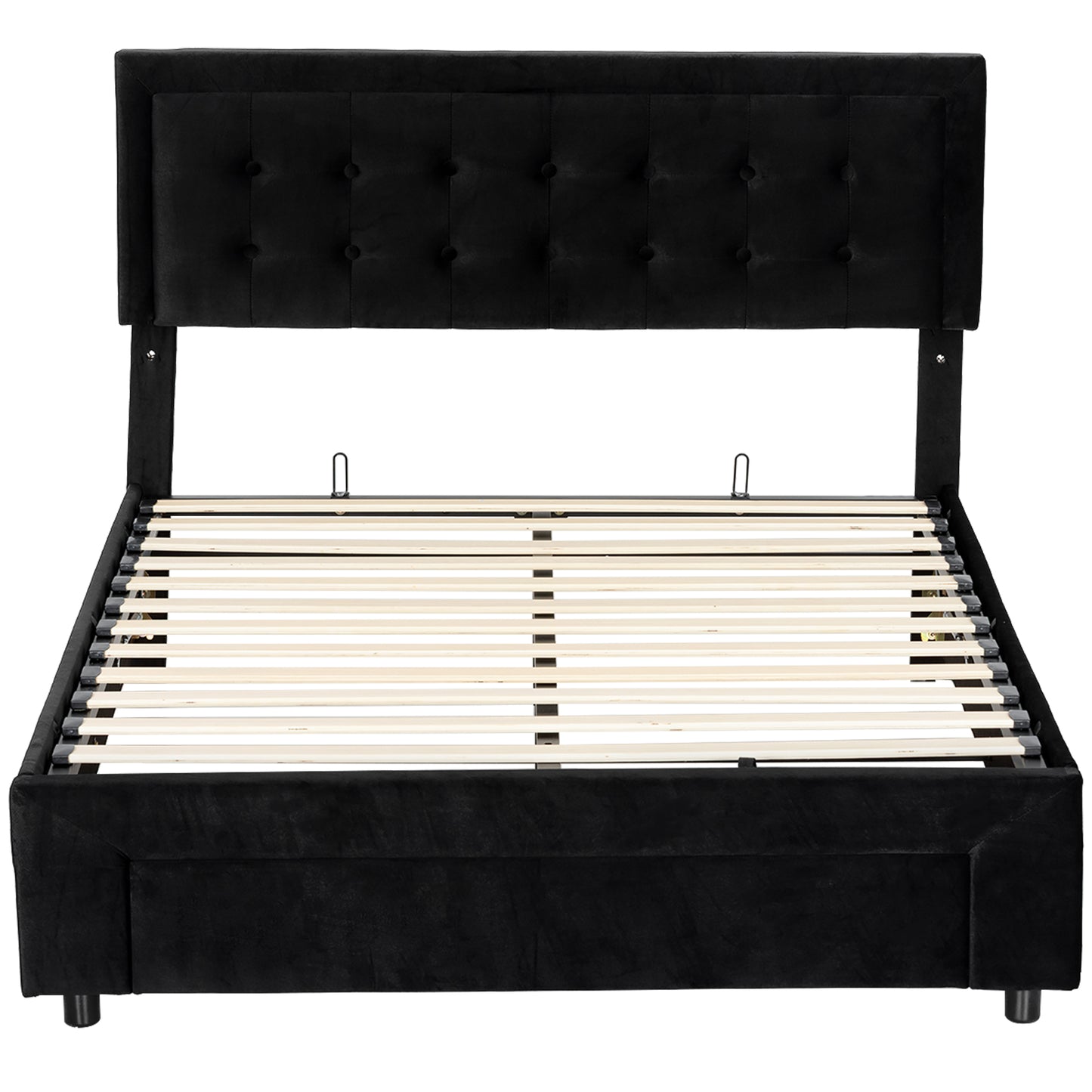Banado King Size Ottoman Bed Frame with Front Divan Drawer Storage In Black