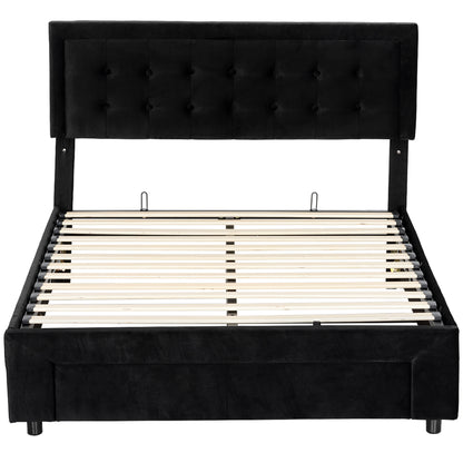 Banado King Size Ottoman Bed Frame with Front Divan Drawer Storage In Black